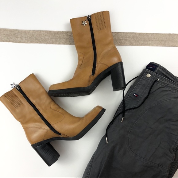 Tommy Hilfiger Shoes - Tommy Hilfiger • Vintage Leather Chunky Heel Boots